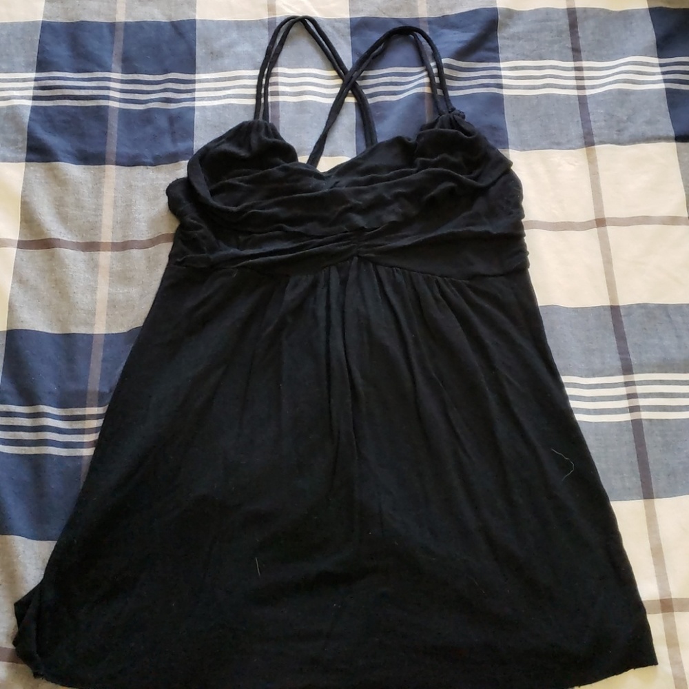 Cross-back Black tank top
